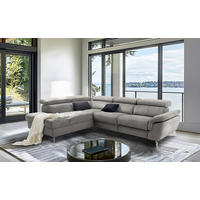 ECKSOFA SONO in Lederlook Anthrazit Bettkasten, Armteilverstellung, Kopfteilverstellung  210/265 cm  - Chromfarben/Anthrazit, Design, Textil/Metall (210/265cm) - Livetastic