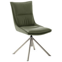 STUHL  Beinauswahl, Stoffauswahl, Sitzfläche 360° drehbar, automatische Rückholfunktion Mikrofaser  Edelstahlfarben, Olivgrün  - Edelstahlfarben/Olivgrün, Design, Textil/Metall (49/90/65cm) - Novel