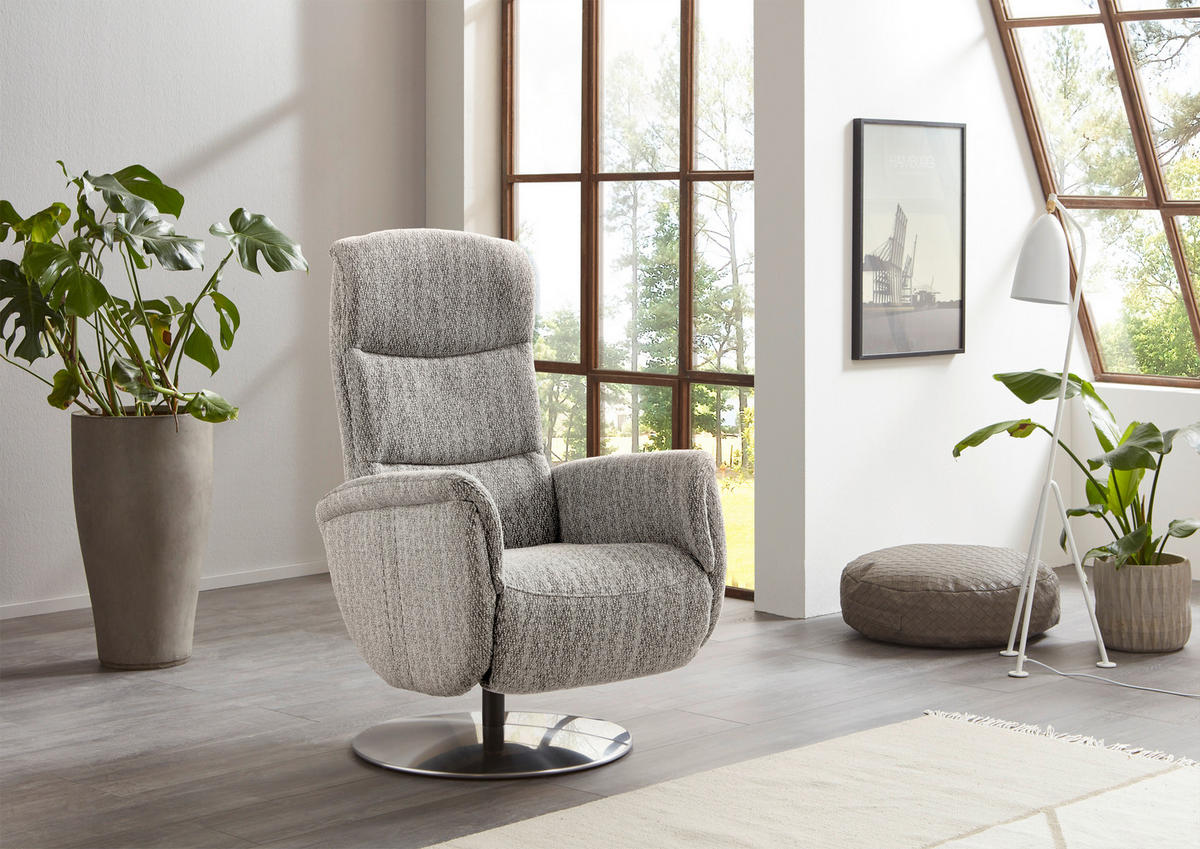 RELAXSESSEL in Textil Graubraun  - Edelstahlfarben/Graubraun, Design, Textil/Metall (71/112/83cm) - Dieter Knoll