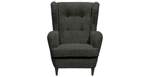 OHRENSESSEL Mikrovelours Anthrazit - Anthrazit/Schwarz, Basics, Holz/Textil (78/102/98cm) - Carryhome