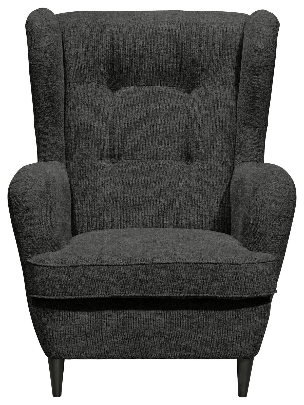 OHRENSESSEL in Mikrovelours Anthrazit  - Anthrazit/Schwarz, Basics, Holz/Textil (78/102/98cm) - MID.YOU