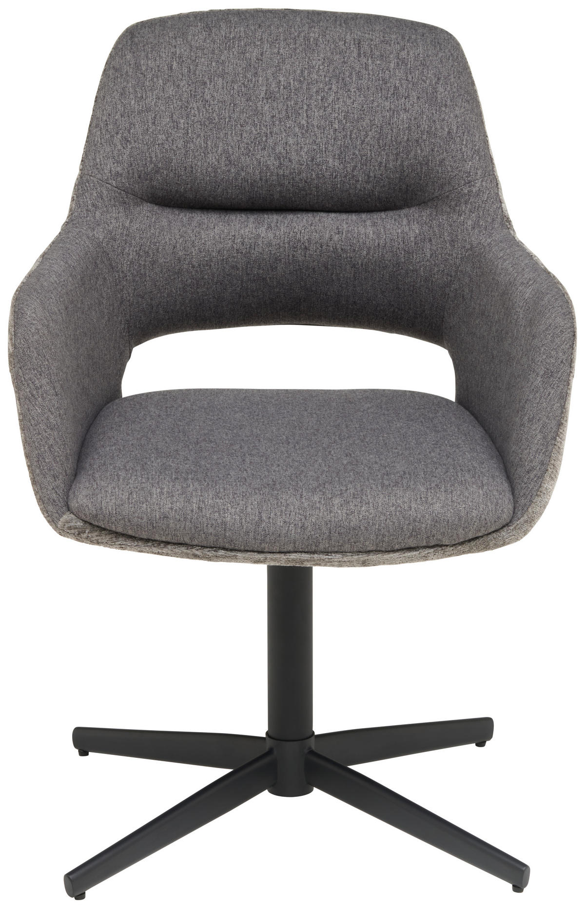 ARMLEHNSTUHL  in Eisen Chenille, Leinenoptik  - Schwarz/Grau, KONVENTIONELL, Textil/Metall (61/85/63cm) - MID.YOU