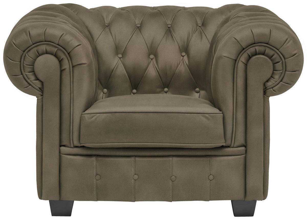 CHESTERFIELD-SESSEL in Lederlook Schlammfarben  - Wengefarben/Schlammfarben, Lifestyle, Holz/Textil (115/76,5/96cm) - Landscape