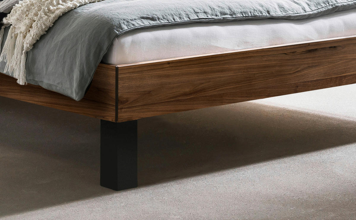 BETT 120/200 cm  in Anthrazit, Nussbaumfarben   - Anthrazit/Nussbaumfarben, Natur, Holz/Textil (120/200cm) - Hasena