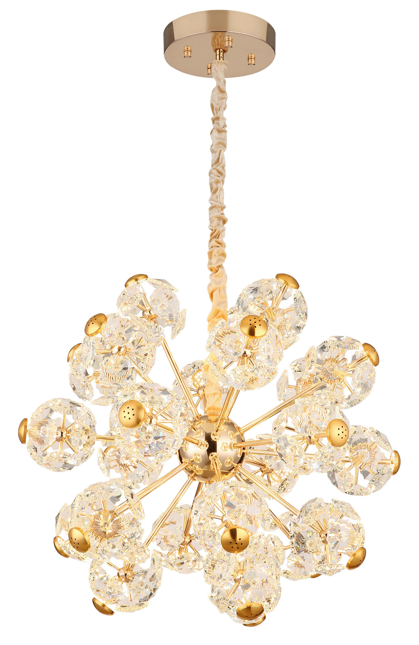 LED-HÄNGELEUCHTE Floriella 65/135 cm  - Klar/Goldfarben, KONVENTIONELL, Glas/Metall (65/135cm)