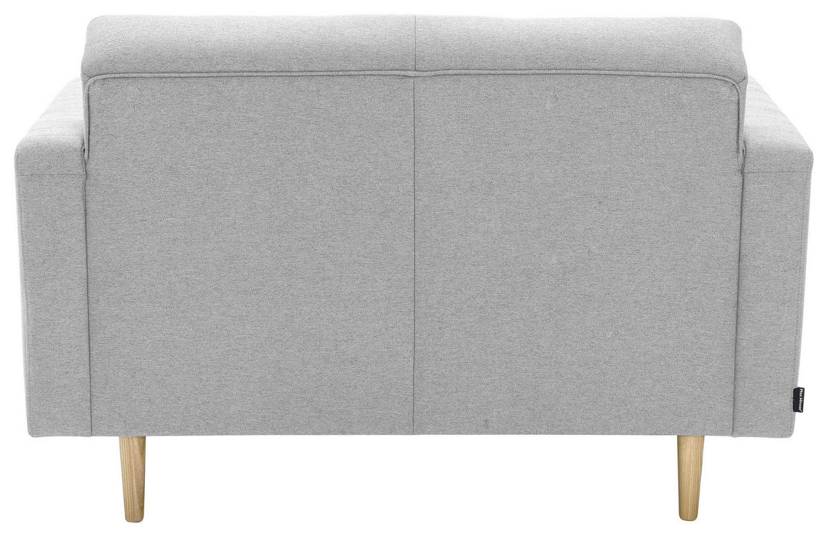 2-SITZER-SOFA in Flachgewebe Hellgrau  - Eschefarben/Hellgrau, Modern, Holz/Textil (128/81/83cm) - Max Winzer
