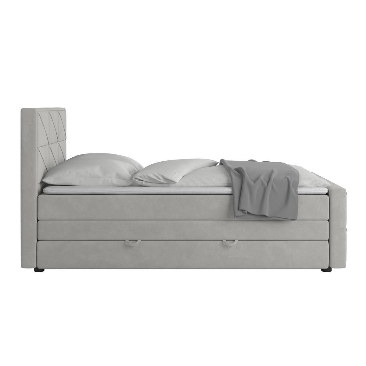 BOXSPRINGBETT 140/200 cm  in Hellgrau  - Hellgrau, Modern, Holz/Kunststoff (140/200cm) - MID.YOU
