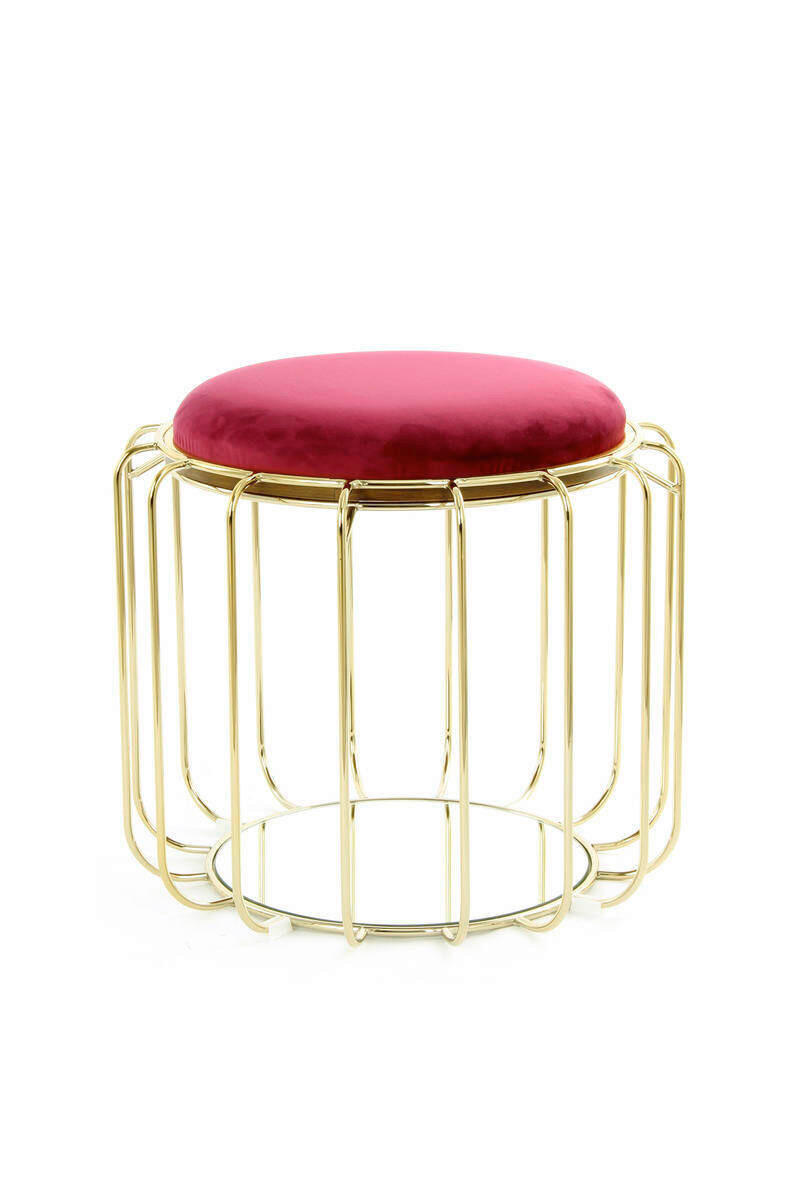 BEISTELLTISCH Metall, Kunststoff, Glas, Textil, Holzwerkstoff 50/50/45 cm  - Rot/Goldfarben, Basics, Glas/Holzwerkstoff (50/50/45cm) - Kayoom