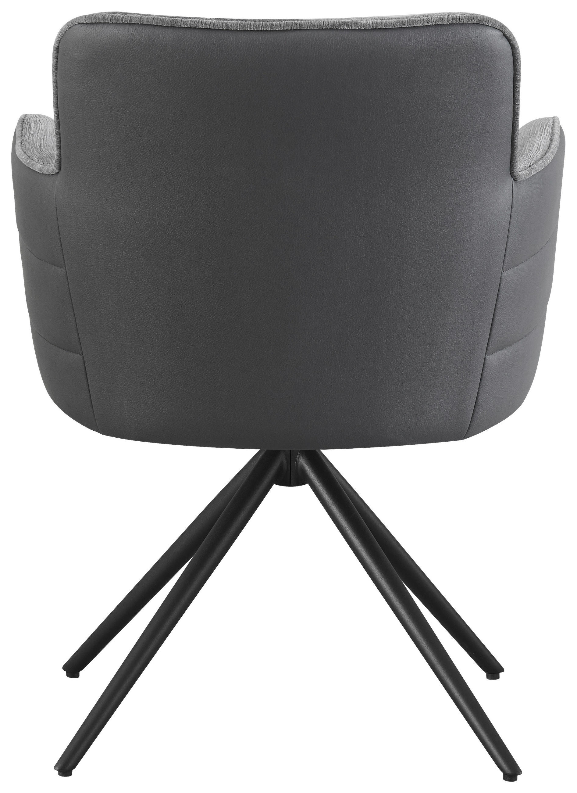ARMLEHNSTUHL  in Eisen Lederlook, Webstoff  - Schwarz/Grau, KONVENTIONELL, Textil/Metall (58/82/64cm) - MID.YOU