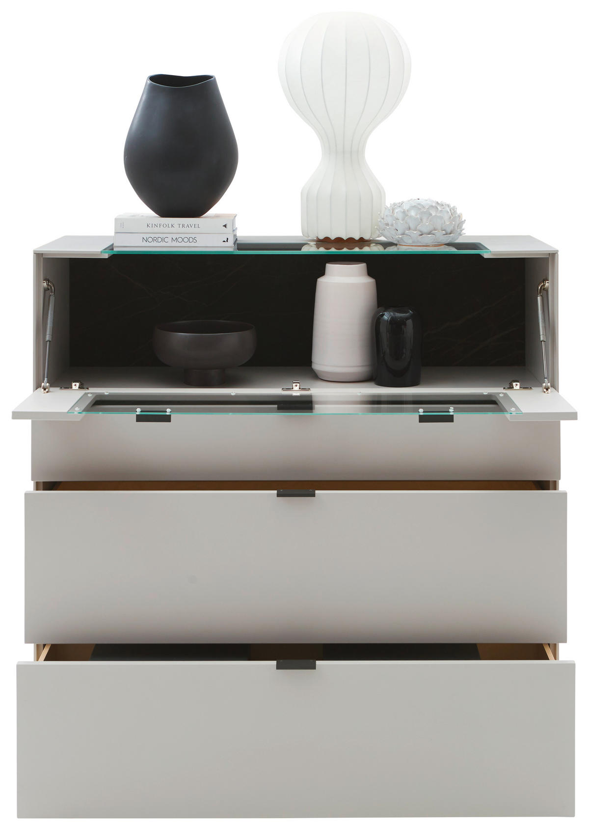 HIGHBOARD Hellgrau  121,9/121,5/45,2 cm  - Hellgrau/Schwarz, Design, Glas/Keramik (121,9/121,5/45,2cm) - Dieter Knoll