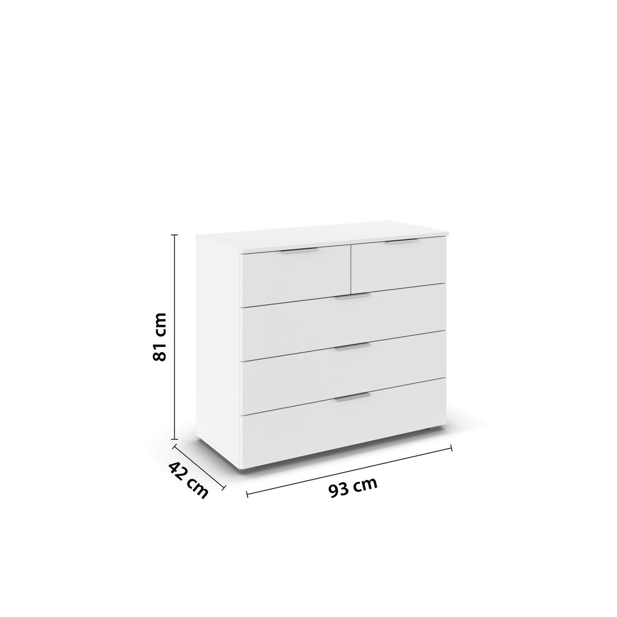 BYRÅ 93/81/42 cm  - vit/aluminiumfärg, Modern, trämaterial/plast (93/81/42cm) - Rauch Möbel