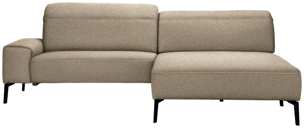 ECKSOFA in Mikrofaser Beige  - Beige/Schwarz, Design, Textil/Metall (273/203cm) - Johann Jakob