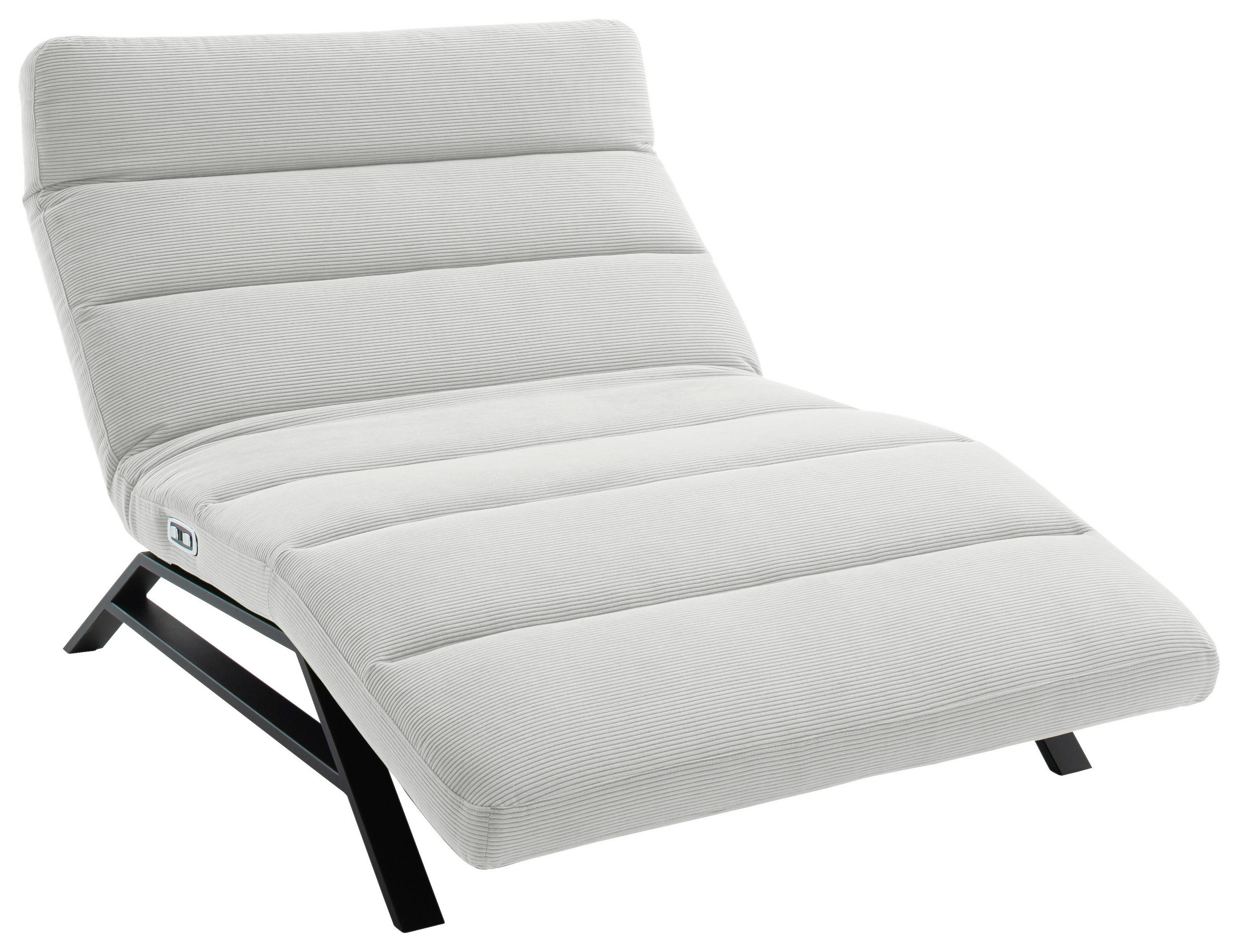 RELAXLIEGE in Feincord Weiß  - Schwarz/Weiß, Design, Textil/Metall (120/54-113/158-198cm) - Pure Home Lifestyle