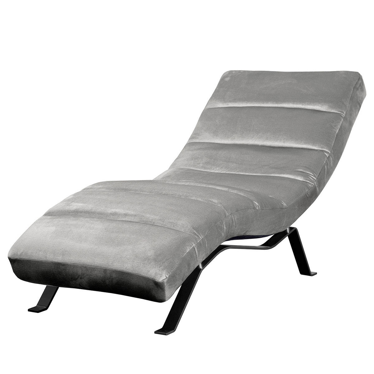 RELAXLIEGE Samt Grau  - Schwarz/Grau, Design, Textil/Metall (65/65-95/171cm) - Livetastic