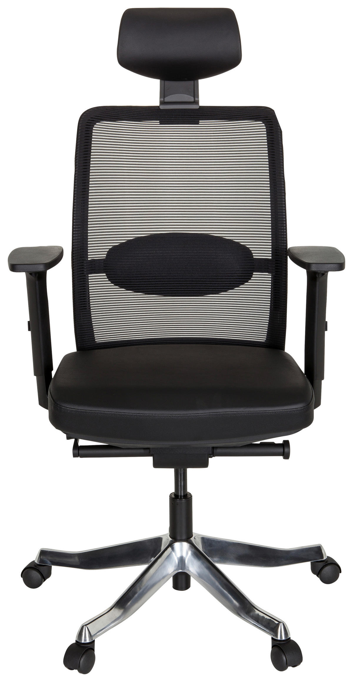 DREHSTUHL Netzbespannung Schwarz  - Schwarz, MODERN, Leder/Kunststoff (68/138/60cm) - MID.YOU