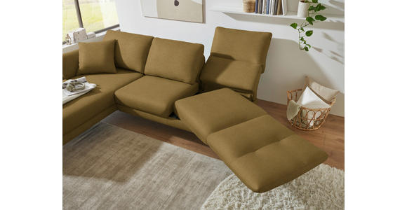 ECKSOFA  in Flachgewebe Schilfgrün Armteilverstellung, Relaxfunktion, Drehsitzfunktion  175-224/255-365 cm  - Schilfgrün/Schwarz, Design, Textil/Metall (175-224/255-365cm) - Dieter Knoll