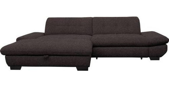 ECKSOFA in Mikrofaser Braun 198/290 cm - Schwarz/Braun, Design, Textil/Metall (198/290cm) - Xora