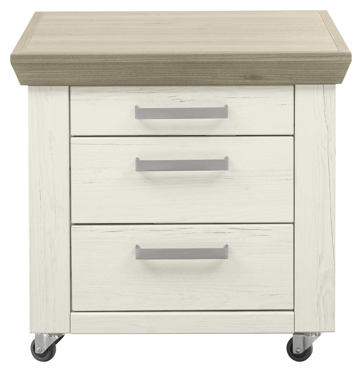 ROLLCONTAINER Weiß, Eichefarben  - Eichefarben/Weiß, Design, Holzwerkstoff/Metall (61/59,5/63,6cm) - SetOne by Musterring