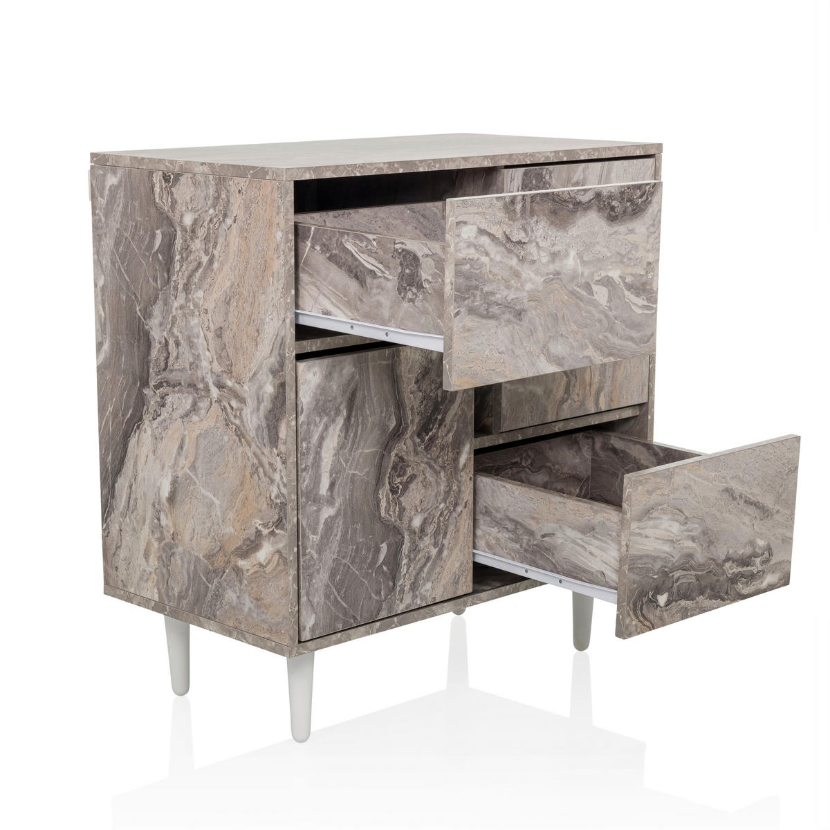 BYRÅ 72/77/39,5 cm  - vit/brun, Modern, trämaterial/trä (72/77/39,5cm) - MID.YOU