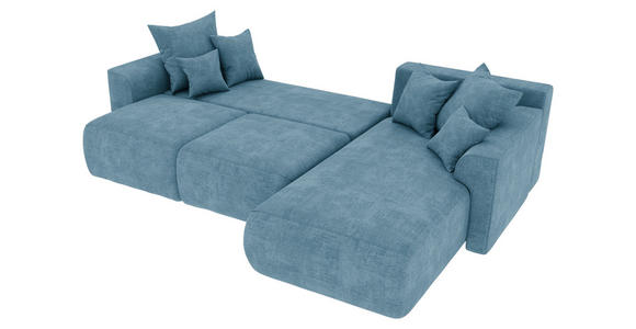 ECKSOFA  in Samt Blau  293/195 cm  - Chromfarben/Blau, KONVENTIONELL, Kunststoff/Textil (293/195cm) - Carryhome