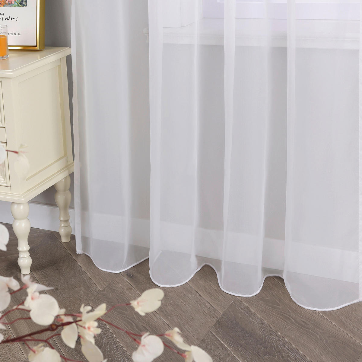 FERTIGVORHANG  transparent  140/145 cm   - Weiß Hochglanz, Basics, Textil (140/145cm) - Joyswahl