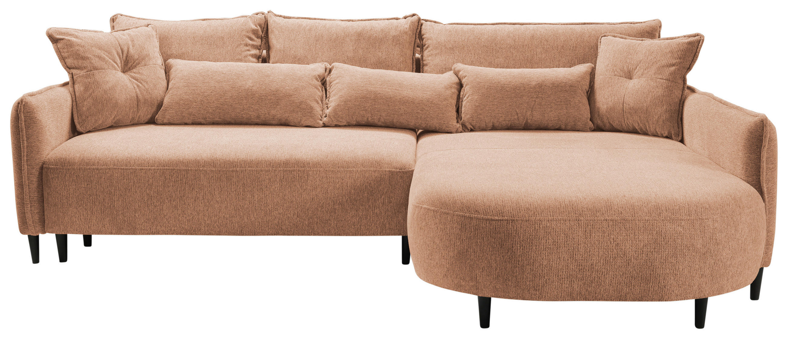 ECKSOFA in Chenille Dunkelorange  - Dunkelorange/Schwarz, Modern, Textil/Metall (285/200cm) - MID.YOU
