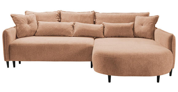 ECKSOFA Dunkelorange Chenille Zierkissen, Rückenkissen, Nierenkissen, Bettkasten  - Dunkelorange/Schwarz, MODERN, Textil/Metall (285/200cm) - Carryhome