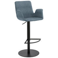 BARHOCKER in Metall, Textil Hellblau  - Schwarz/Hellblau, Design, Textil/Metall (53/84-109/50cm) - Novel