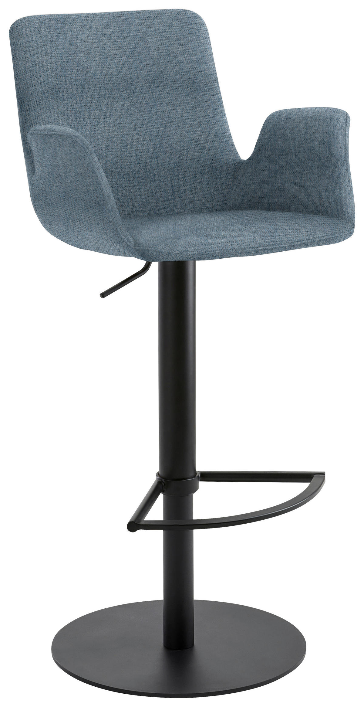 BARHOCKER in Metall, Textil Hellblau  - Schwarz/Hellblau, Design, Textil/Metall (53/84-109/50cm) - Novel