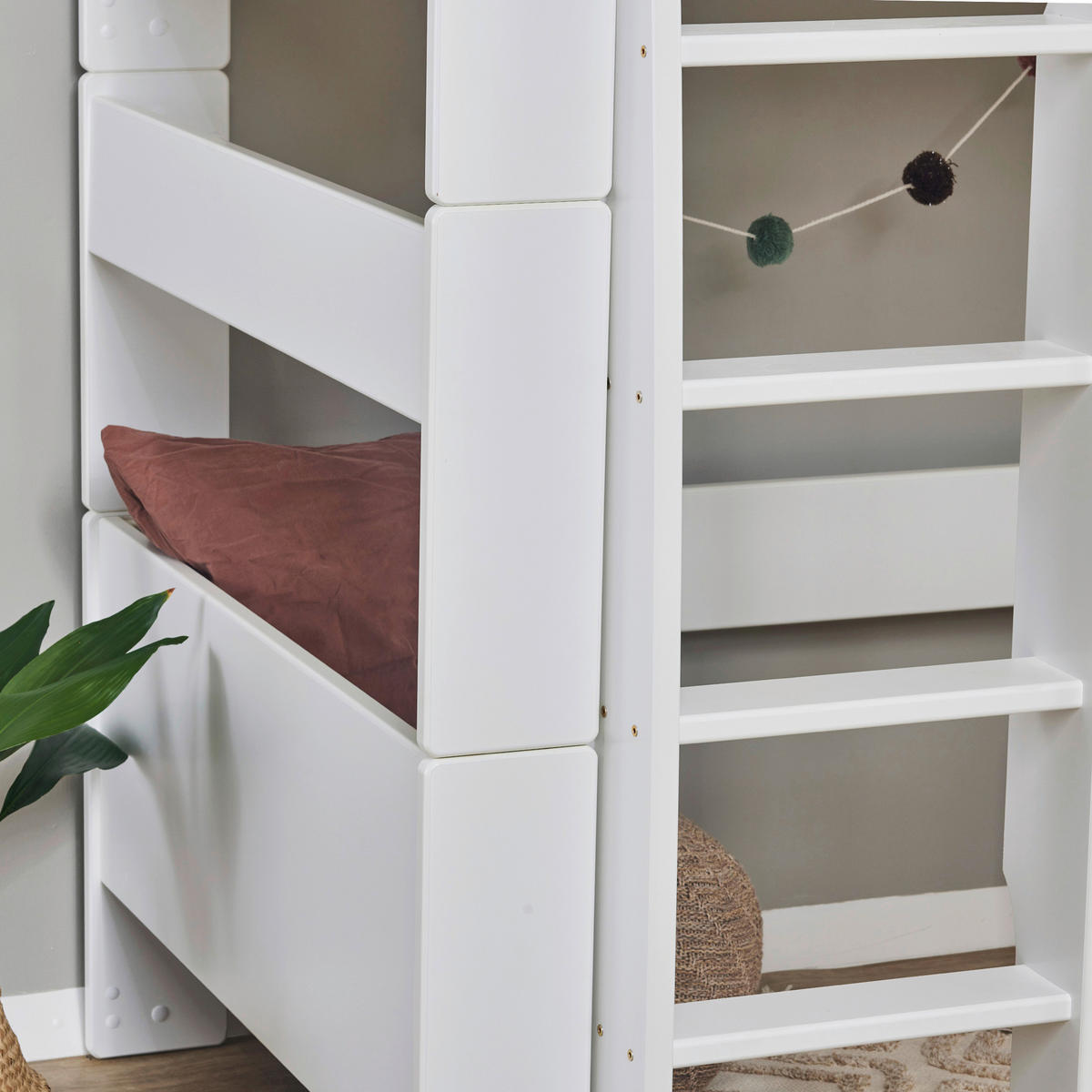 HOCHBETT 90/200 cm,  in Weiß, Absturzsicherung, Leiter, Rollrost  - Naturfarben/Weiß, MODERN, Holz/Holzwerkstoff (90/200cm) - MID.YOU