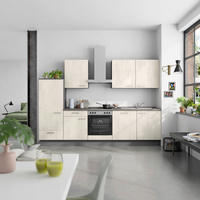 KÜCHENBLOCK Riva 300 cm  in Weiß, Schieferfarben  - Schieferfarben/Edelstahlfarben, MODERN, Holzwerkstoff/Metall (300cm) - Nobilia