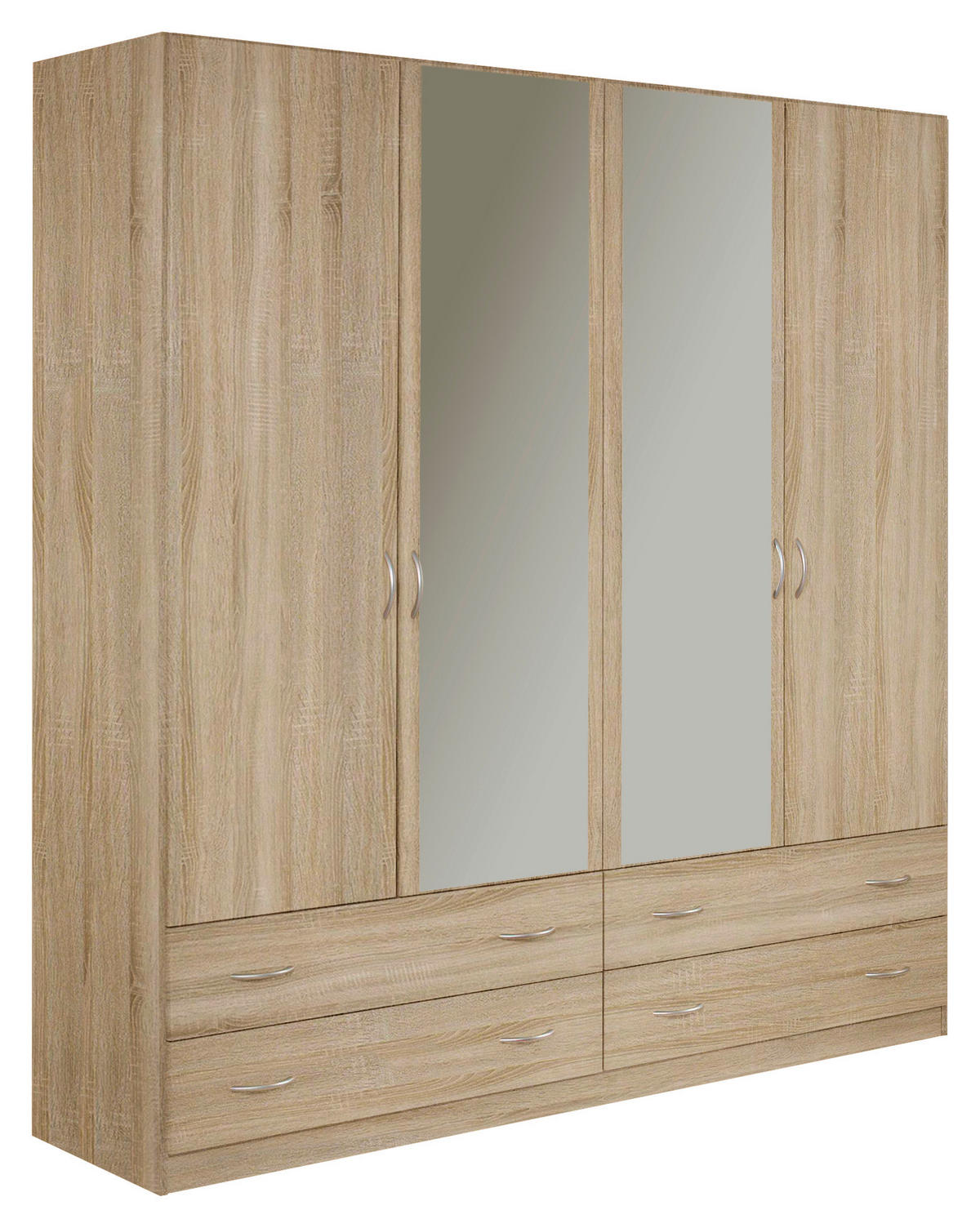 DREHTÜRENSCHRANK in Sonoma Eiche  - Silberfarben/Sonoma Eiche, Konventionell, Glas/Holzwerkstoff (181/197/54cm) - Boxxx