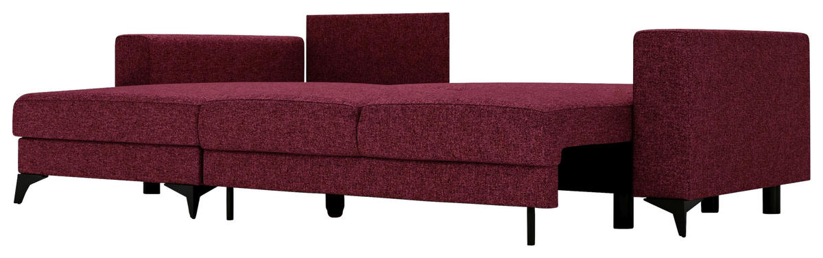 ECKSOFA in Flachgewebe Rot  - Rot/Schwarz, Design, Textil/Metall (156/244cm) - Livetastic