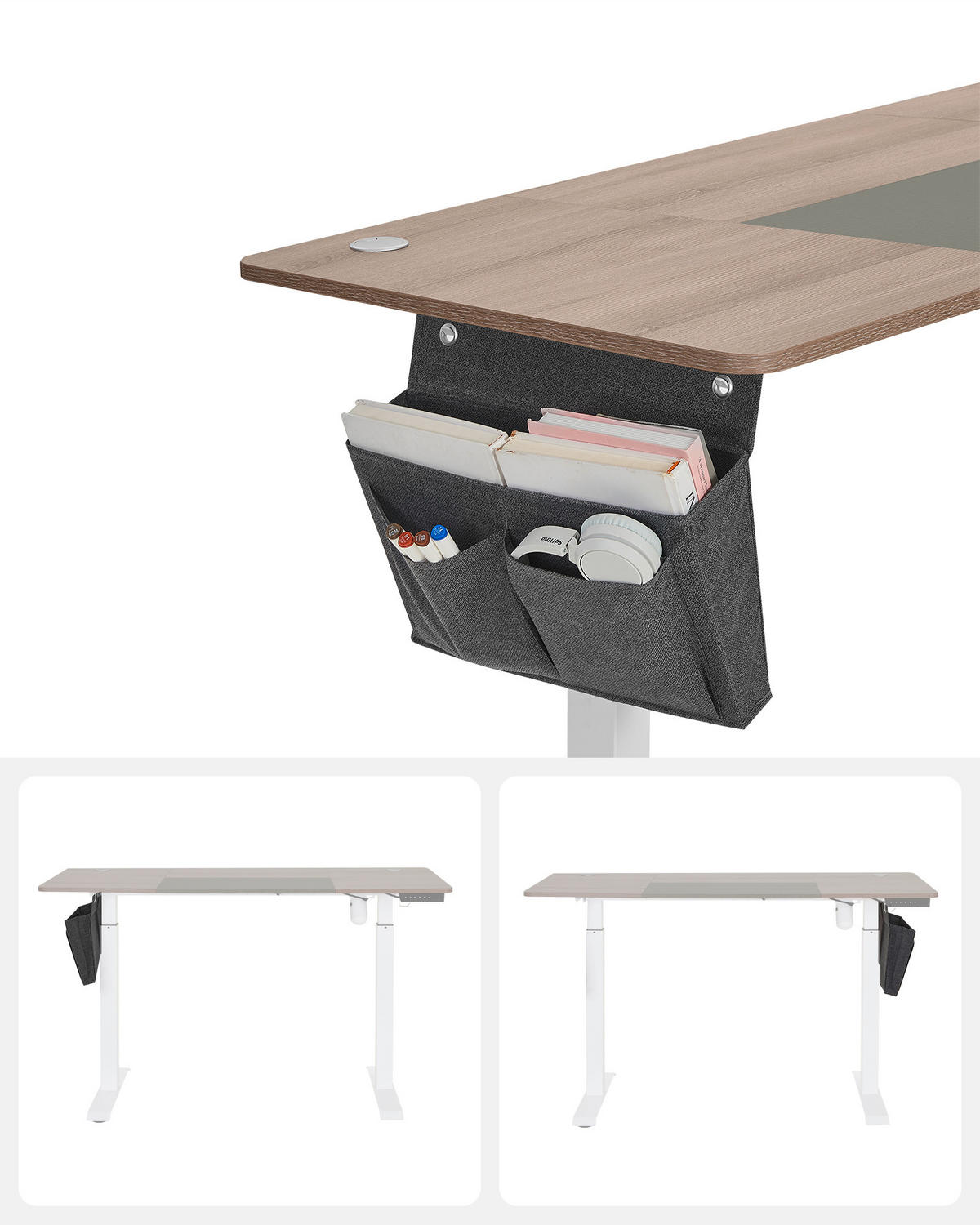 COMPUTERTISCH 140/60/72-120 cm Weiß, Beige elektrisch höhenverstellbar  - Beige/Weiß, Basics, Holzwerkstoff/Metall (140/60/72-120cm) - Boxxx