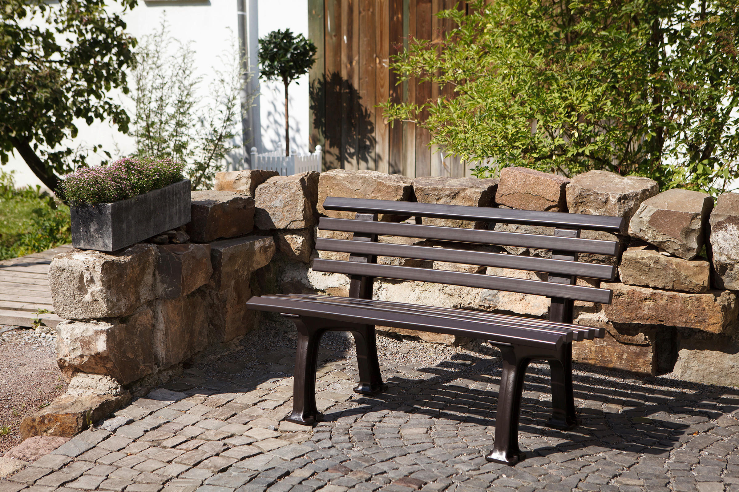 GARTENBANK 120/74/54 cm   - Braun, Basics, Kunststoff (120/74/54cm) - Modante