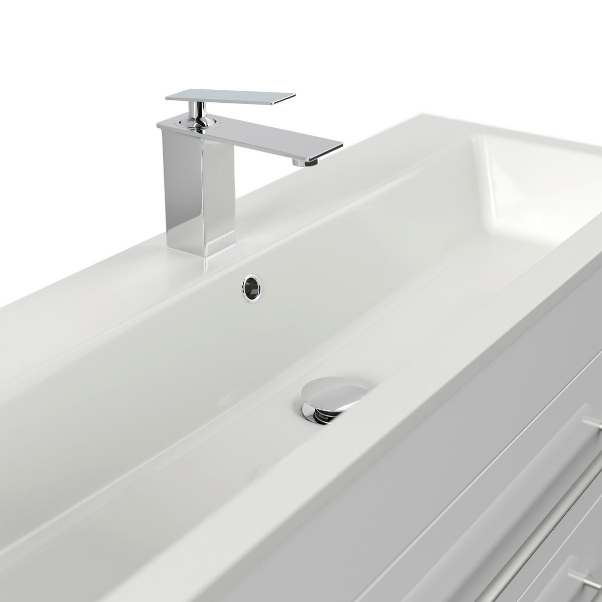 BADEZIMMER  in 100 cm  - Weiß Hochglanz/Silberfarben, MODERN, Holzwerkstoff/Metall (100cm) - MID.YOU