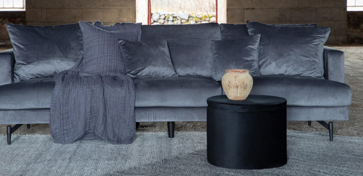 3-SITS SOFFA i metall, textil grå, svart  - svart/grå, Design, metall/textil (259/86/86cm) - Pure Home Comfort