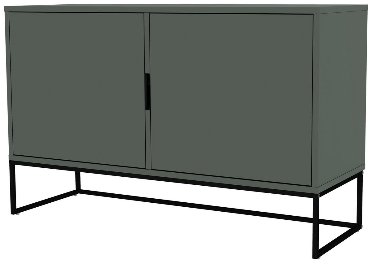 KOMMODE Lipp  in 118/76/43 cm  - Dunkelgrün/Schwarz, Design, Holzwerkstoff/Metall (118/76/43cm)