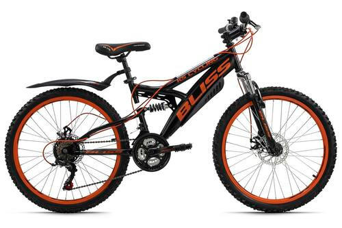 KINDER-MTB 24'' ZOLL BLISS 24 Zoll  - Schwarz/Orange, Basics, Metall (180/70/80cm) - Atrigo