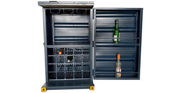BARSCHRANK in Blau, Naturfarben, Goldfarben - Blau/Goldfarben, Trend, Holz/Metall (120/99/48cm) - Ambia Home