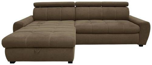 ECKSOFA inkl.Funktionen Hellbraun Webstoff  - Hellbraun/Schwarz, Design, Kunststoff/Textil (276/173cm) - Stylife
