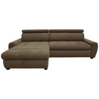 ECKSOFA inkl.Funktionen Hellbraun Webstoff  - Hellbraun/Schwarz, Design, Kunststoff/Textil (276/173cm) - Stylife