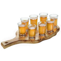 SET ČAŠICA ZA RAKIJU    - Osnovno, staklo/drvo (38/17/6cm) - Kesper