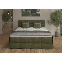 BOXSPRINGBETT 180/200 cm,  in Grün, gepolstertes Kopfteil, Bettkasten, Topper, Matratzen, H3 + H3 = fest  - Schwarz/Grün, Design, Kunststoff/Textil (180/200cm) - Chameo