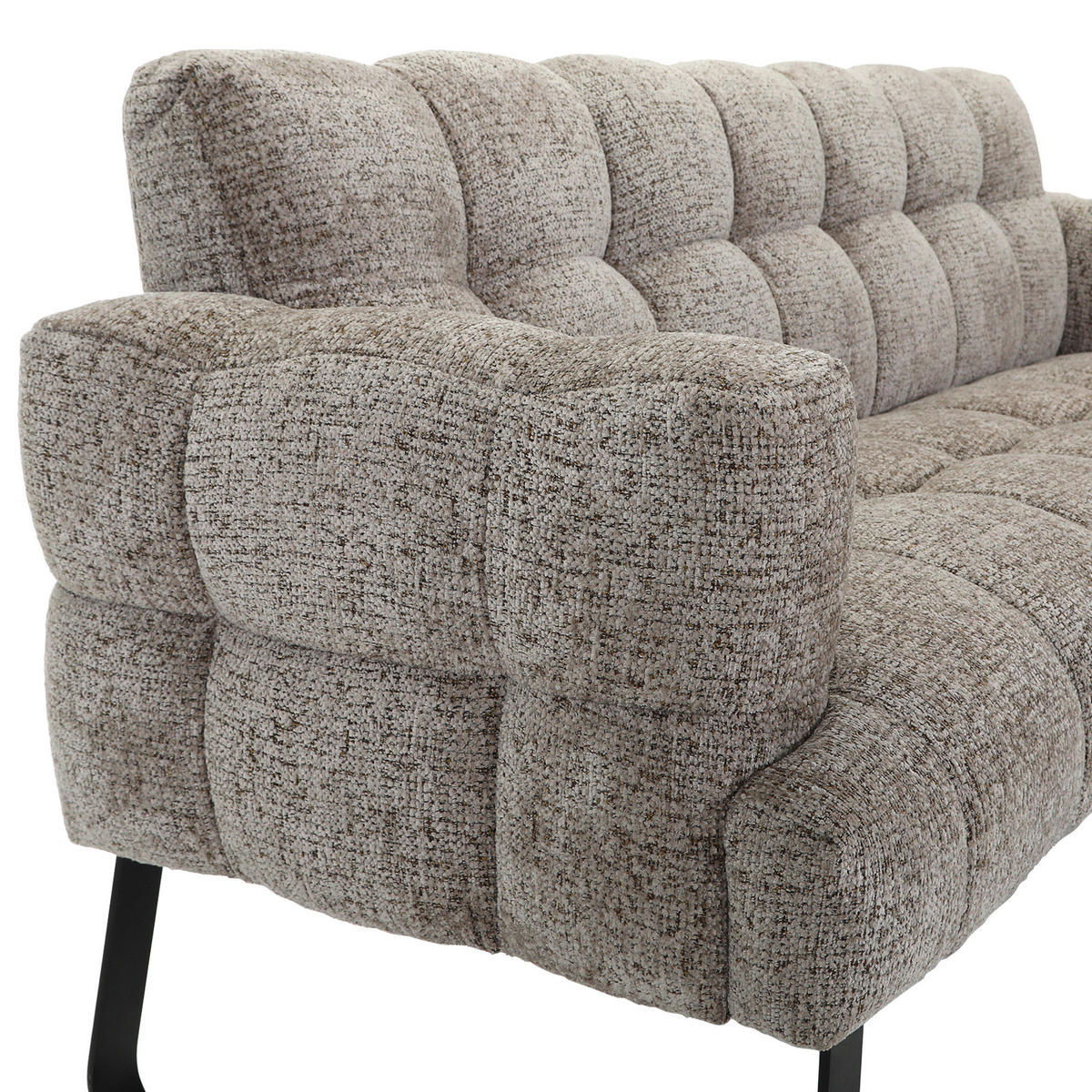 SITZBANK in Textil Graubraun  - Graubraun/Schwarz, Design, Textil/Metall (200/91/78cm) - Novel