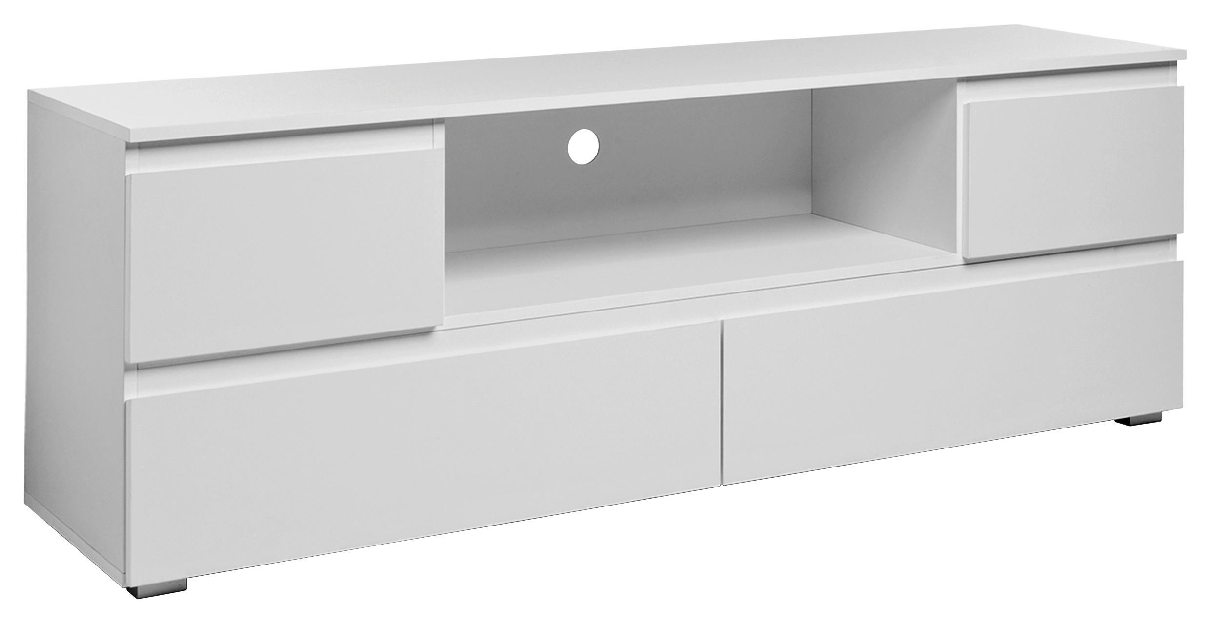 TV-BÄNK 160/55/40 cm - vit/silver, Klassisk, trämaterial (160/55/40cm) - MID.YOU
