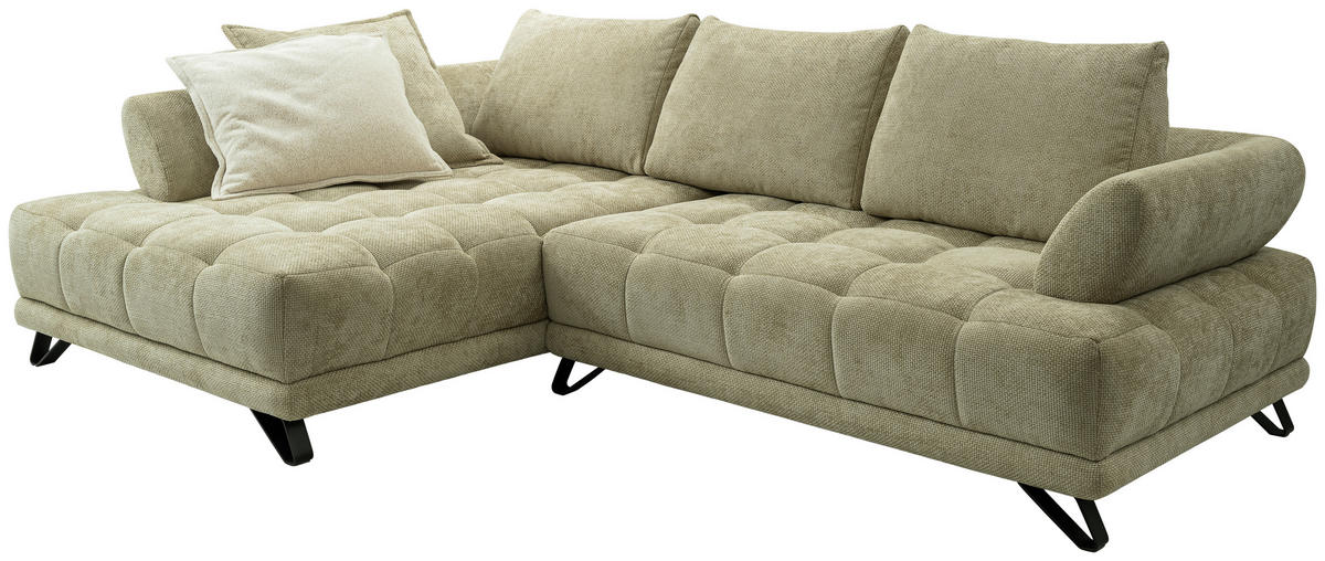 SJEDEĆA GARNITURA tekstil  svijetlo zelena   - svijetlo zelena/crna, Design, tekstil/metal (264/184cm) - Stylife