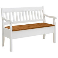 SITZBANK 130/93/58 cm Weiß, Bernsteinfarben Kiefer massiv  - Bernsteinfarben/Weiß, ROMANTIK / LANDHAUS, Holz (130/93/58cm) - Boxxx