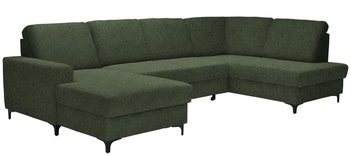 WOHNLANDSCHAFT in Webstoff Grün  - Schwarz/Grün, Konventionell, Textil/Metall (167/317/185cm) - Stylife
