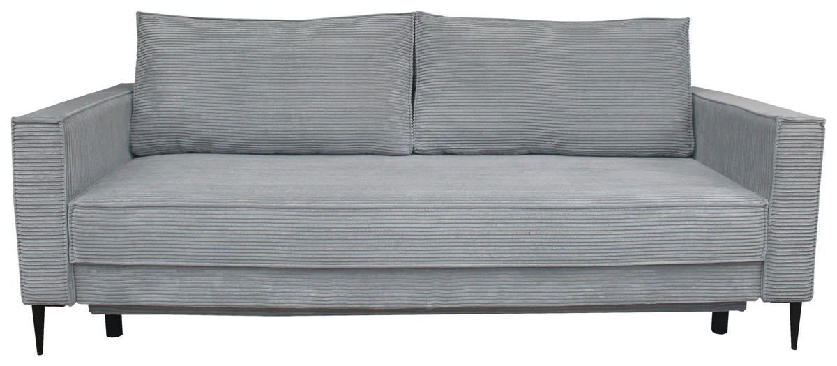 SCHLAFSOFA  mit Liegefunktion, Rücken echt, haustierfreundlicher Bezug Cord Grau  - Schwarz/Grau, KONVENTIONELL, Textil/Metall (222/93/98cm) - Carryhome